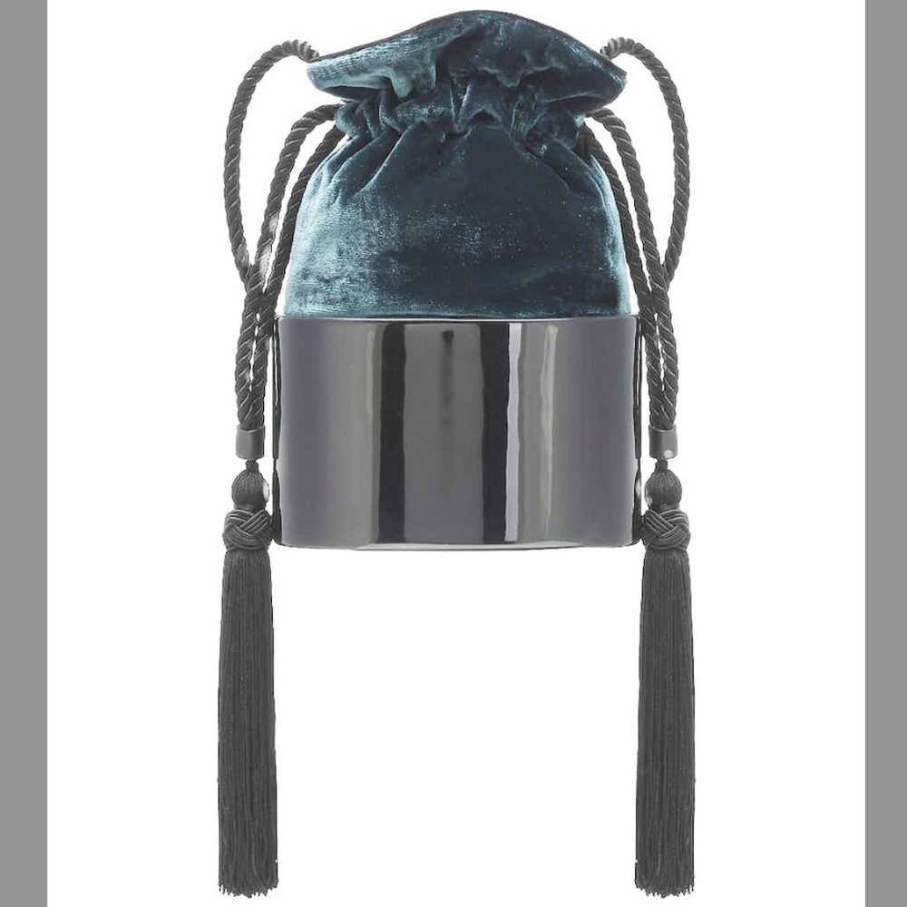 HUNGTING SEASON LOLA BUCKET BAG - DARK GREEN VELVET - ORIGINALLY $700